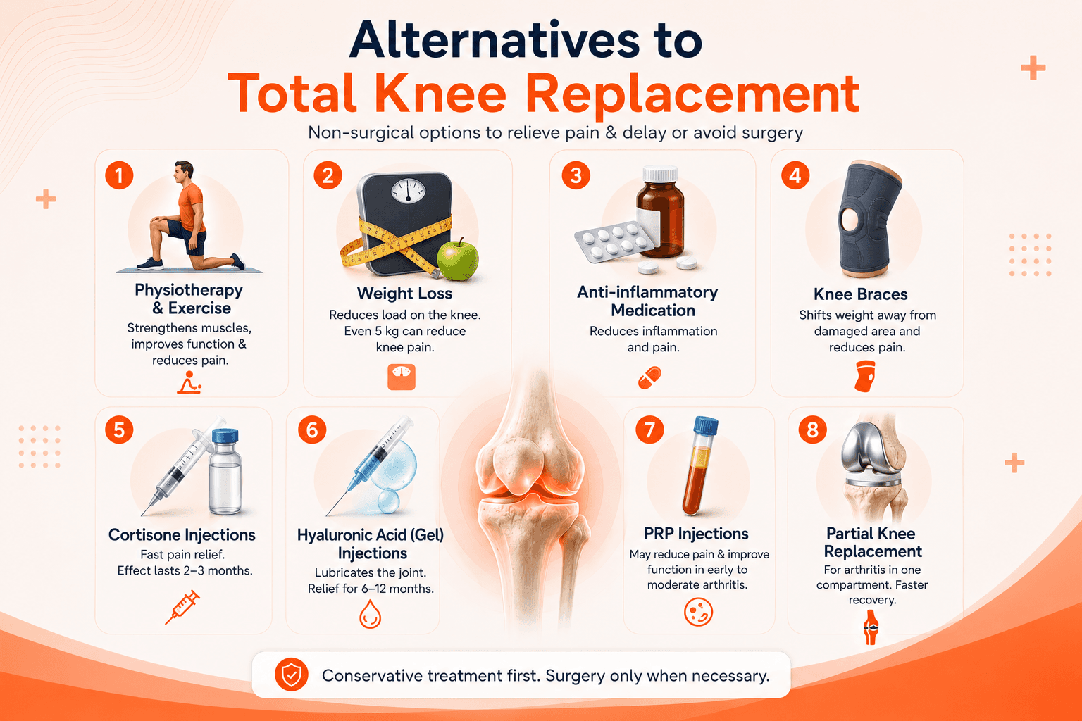 Total knee replacement vs partial knee replacement comparison Lucknow