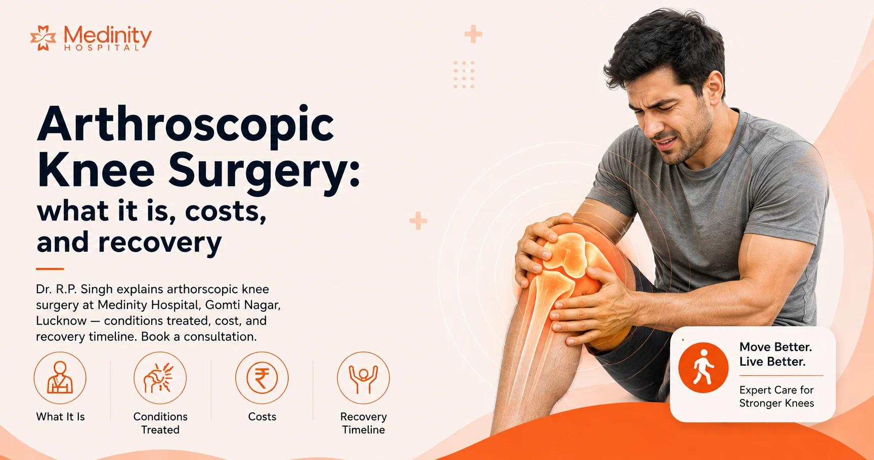 Arthroscopic knee surgery procedure performed by Dr R.P. Singh at Medinity Hospital Lucknow