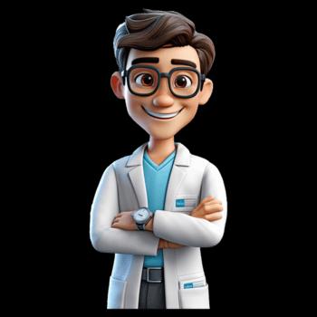 Expert pathologist doctor cartoon illustration - Medinity Labs