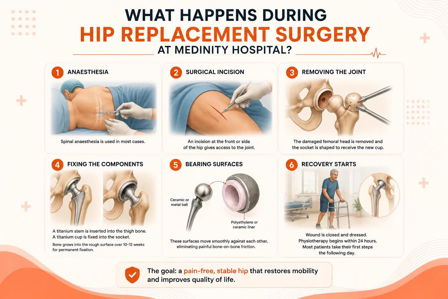 Hip replacement surgery components explained at Medinity Hospital Lucknow